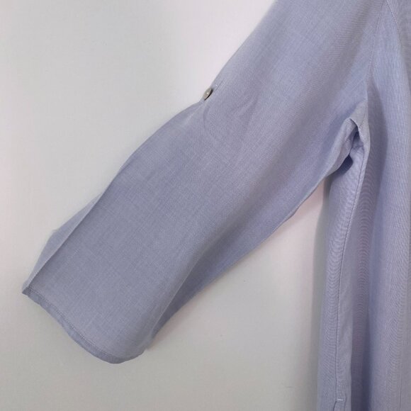 J. Jill Long Button Up Tunic, Beach Coverup, Breezy Dress - lt. blue/periwinkle - Picture 7 of 11